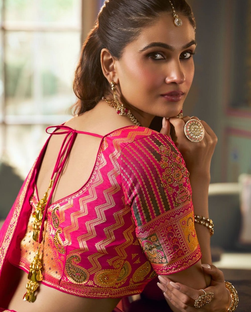10385 - Multi Colour Lehenga Choli in Banarasi with Embroidered